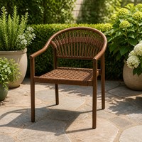 Chaise de bistrot moderne en rotin tressé imperméable pour patio, cour et parc