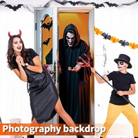 Housse de porte d'Halloween vampire, décorations effrayantes de mains ensanglantées et de chauves-souris pour maison hantée, fête, farce, décorations murales de maison pour les fêtes