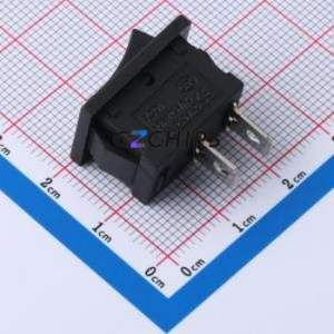 HX KCD1-2P-P Rocker Switch Through hole Component (THT) Switch Without Solder Tab Black 6A - Product Image 2