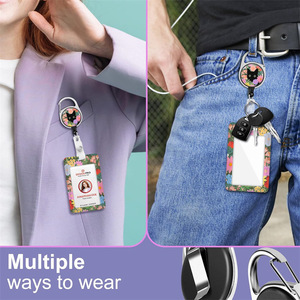 In stock: retractable scroll, cute black cat flower easy-pull buckle card <b>holder</b>, detachable lanyard, <b>ID</b> card buckle set. - Product Image 5
