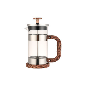 Vente en gros poignée de <span class=keywords><strong>grain</strong></span> de bois théière en verre borosilicate et cafetière French Press cafetière - Product Image 2