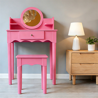 Table de maquillage pour enfants en MDF rose, design moderne et durable, avec tiroir, pour la chambre des filles et le salon