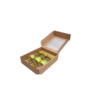 Изготовленный на заказ или стандартный золотой поставщик, оконная коробка для вина, почтовая рассылка с цифровой печатью, биоразлагаемая бумажная коробка с логотипом «своими руками»