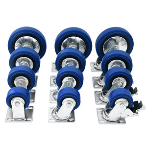 Rueda Giratoria de Acero Inoxidable Azul de 100x80mm con Freno y Rodamiento de Bolas para Uso Industrial - Product Image 2
