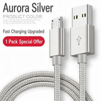 Câble de charge Micro USB Android en nylon, charge rapide 3A, conducteur en cuivre pur, cordon de données pour téléphone portable et alimentation de haut-parleur