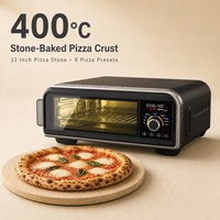 Four à pizza électrique en acier inoxydable 18L, 400°C, avec ventilateur de convection, 2000W, 6 préréglages, noir, pour la cuisine domestique