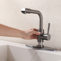 Robinet de salle de bain moderne classique à un seul trou, à poser sur le plan, avec acier inoxydable résistant à la corrosion et valve en céramique, pour usage hôtelier