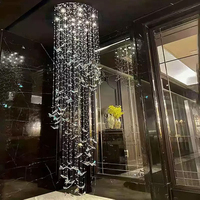 Lustre moderne en verre de Murano en forme de papillon, long et suspendu, pour la décoration d'éclairage de restaurant, d'hôtel, de villa et d'escalier