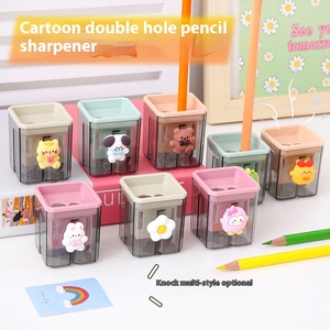 Papelería creativa para estudiantes de mano al por mayor Sacapuntas de doble agujero de dibujos animados - Product Image 3