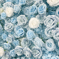 Mur de fleurs artificielles en soie bleu et blanc dégradé, fait main, personnalisé, pour la décoration de scène de mariage