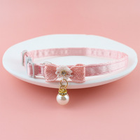 Collier pour chat tendance avec nœud papillon et broderie florale, boucle de sécurité, collier mignon pour animaux de compagnie, pour chats et chiots