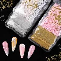 Promo Terbatas: Hiasan Kuku Resin Bunga Mini, Manik-manik Logam Emas, Aksesoris Kuku untuk Nail Art DIY