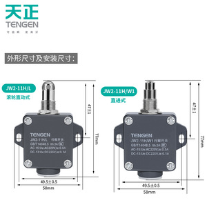 เท็นเก้น JW2-11H/L ลิมิตสวิตช์ 220V AC/DC หน้าสัมผัสโลหะผสมเงิน ระบบควบคุมอุตสาหกรรม - Product Image 4