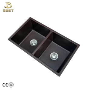 Évier de cuisine en composite de quartz de style granit Offre Spéciale Double cuve avec robinet Bol unique Drop-In Design fait à la main Vietnam - Product Image 5