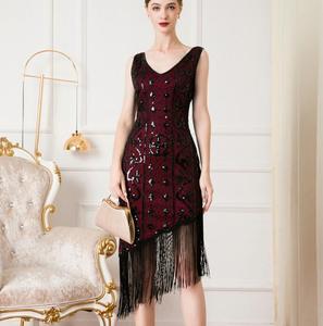 burgundy great gatsby dress Nicholette Gatsby Dress main image 1