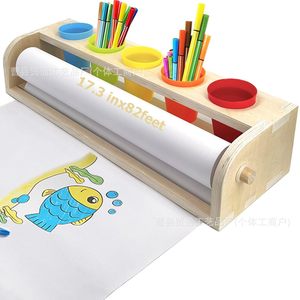 Wooden <b>Drawing</b> Paper <b>Storage</b> Rack Desktop Easel For Children Multi Functional Plywood Pen Holder - Product Image 3