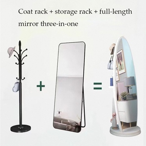 Hiện Đại Cổ Phong Cách Đầy Đủ Chiều Dài Đồ Trang Sức Tổ Chức <span class=keywords><strong>Magnifying</strong></span> Tính Năng Nâu Cổ Gỗ Khung Kính Lưu Trữ Cho Sàn Gương - Product Image 6