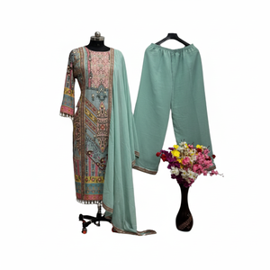 Vêtements ethniques indiens Vêtements de fête Lourd Faux Georgette Broderie Séquence Travail Salwar Kameez indien salwar kameez readymade - Product Image 1