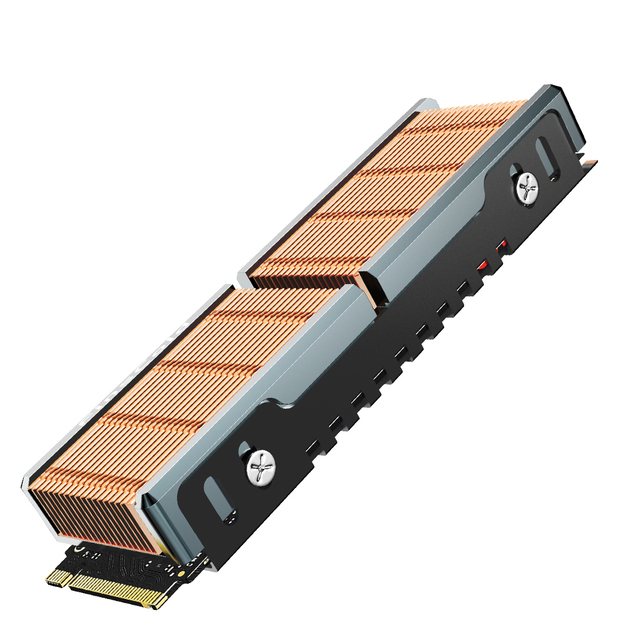 JEYIFactory M.2 2280 SSD Heatsink Copper/Aluminum Hybrid Cooling 401W/mk 50 Fins for PCIe 4.0/5.0 SSDs Stock 1 Year Warranty