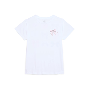 White <b>Bow</b> Print Cute Girls Polyester T-Shirt Short Sleeve Knitted Summer Tee Casual O Neck Pullover High Quality Breathable - Product Image 1