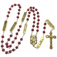 Chapelet parfum parfumé de rose 6*7mm, collier catholique avec cinq mystérieux, au centre de fatma antique en or et croix de jésus