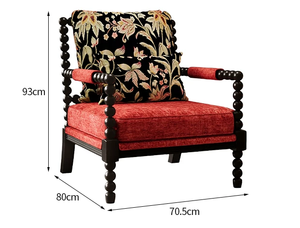 <span class=keywords><strong>Fauteuil</strong></span> en bois <span class=keywords><strong>vintage</strong></span> JP <span class=keywords><strong>noir</strong></span> avec coussin en chenille <span class=keywords><strong>rouge</strong></span> <span class=keywords><strong>et</strong></span> oreiller floral pour la décoration du salon - Product Image 6