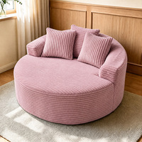 Canapé paresseux rond en velours côtelé sans structure, fauteuil de relaxation surdimensionné à assise profonde, canapé de sol pour salon, chambre et appartement