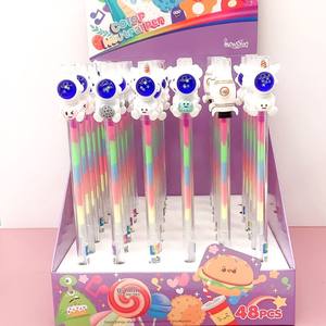 Stylo de surbrillance pour compte d'étudiant arc-en-ciel créatif 6 couleurs en un stylo <span class=keywords><strong>gel</strong></span> <span class=keywords><strong>gouache</strong></span> en plastique mignon encre orange rouge écriture 0.7mm - Product Image 5