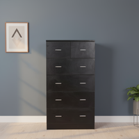 Commode haute à 5 tiroirs en MDF noir et blanc, fabriquée en usine, pour chambre et hôtel, avec rangement pour photos