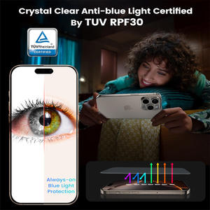 Kit de protection d'écran en verre trempé sans bordure pour iPhone, recyclable, facile à installer, anti-lumière bleue - Product Image 2