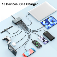 Station de charge GaN 1000W, chargeur de bureau USB C 10 ports, PD 3.1, chargeur rapide pour plusieurs appareils, bureau, ordinateur portable, tablette