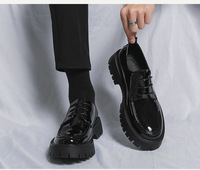 Chaussures habillées Oxford en cuir pour hommes, style coréen, à lacets, élégantes, pour affaires, à semelle épaisse