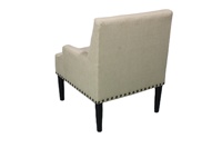 Fauteuil classique de style américain avec garniture cloutée, chaise d'appoint en tissu lin rembourré avec pieds en bois pour salon