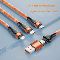 2-en-3 Macaron Super Fast Charging & Data Cable Nylon Jacket Cellphone for Samsung Mobile Phones