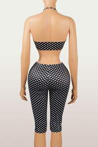 Conjunto de Dos Piezas para Mujer, Top Corto sin Mangas con Estampado de Lunares y Pantalones Cortos Ajustados, Sexy - Product Image 3