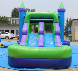 Château gonflable bleu sarcelle avec toboggan, parc aquatique pour enfants sur le thème fantastique et ensemble <span class=keywords><strong>de</strong></span> château gonflable - Product Image 2