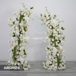 DKB Arche de fleurs artificielles en soie, vert et blanc, taille personnalisable, écologique, pour mariage, fête, événement - Meilleures ventes - Product Image 3
