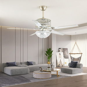 Luxury Crystal Ceiling Fan Light With Led Fixed Blade For Living Room Bedroom - Product Image 2