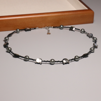 Collier en coquillage noir naturel pour femme Collier ras du cou perlé en forme de chat naturel Énergie de guérison Collier en pierre semi-précieuse