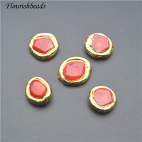 Corail rouge à la mode rond forme irrégulière 16mm plaqué or perles en vrac pour la fabrication de bijoux collier Bracelet