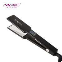 Lisseur professionnel à logo personnalisé, fer plat rapide, plaques flottantes en titane avec revêtement en tourmaline noire, lisseur pour cheveux MAC