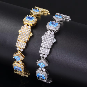 Geometric Blue <b>Gemstone</b> <b>Bracelet</b> Female Zircon Jewelry Hip-hop Accessories Custom Tanjing Fashion Lijing Necklace - Product Image 1