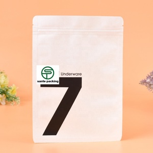 Pochette en papier kraft écologique à trois soudures latérales, imprimée en héliogravure, avec fermeture éclair, pour l'emballage de sous-vêtements de maternité, chaussettes et chaussures - Product Image 5