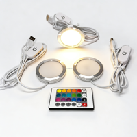 Lampu Dasar LED Sunssy USB untuk Printer 3D, Lampu Bundar untuk Kit Lampu Bambu Lab 001 RGB Ultra Tipis, Lampu LED Puck USB untuk Pemasangan di Permukaan