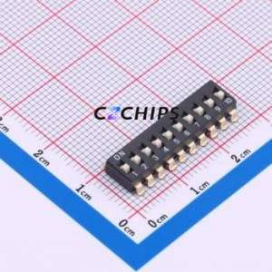 DO-10PT DIP Switch SMD,P=2.54mm Switch Flat Toggle, Raised Type Single Pole Single Throw 10 2.54mm - Product Image 1