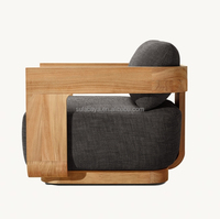 Fauteuil pivotant d'extérieur LUXORA Modern Sedona en teck résistant aux intempéries pour hôtel et jardin