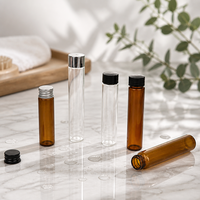 Flacons en verre tubulaire ambré transparent de 5 à 30 ml, 22 mm, avec bouchons à vis, pour échantillons d'huiles essentielles, de parfums et de cosmétiques