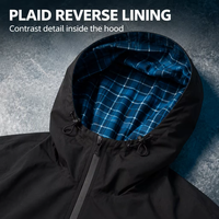 Veste à capuche réversible zippée pour homme, imperméable, à carreaux, motif patchwork, longueur décontractée pour l'hiver, taille M-L