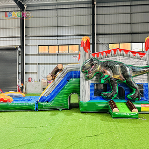 Grand toboggan gonflable commercial dinosaure pour parc aquatique, combo château gonflable et toboggan aquatique pour enfants, idéal pour fêtes - Product Image 1