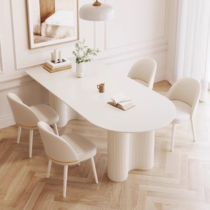 Juego de sillas de <span class=keywords><strong>mesa</strong></span> de comedor de isla <span class=keywords><strong>semicircular</strong></span> de lujo de estilo crema moderno para el hogar, Hotel, apartamento, restaurante, cafetería, diseño Simple - Product Image 2